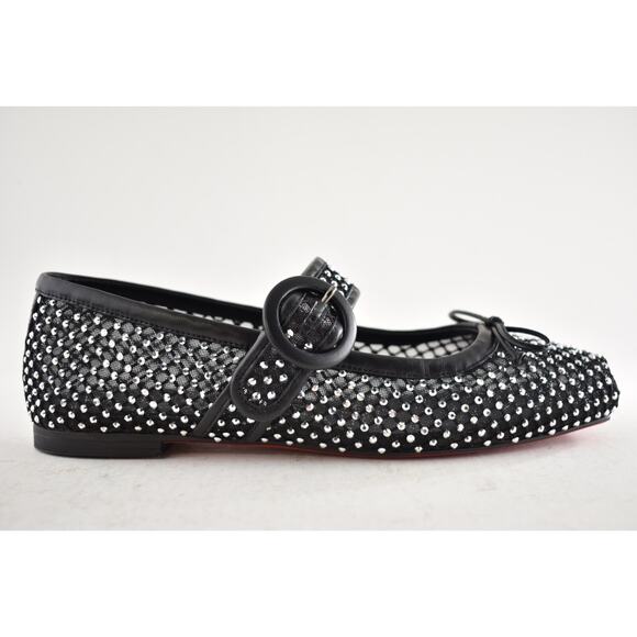 Christian Louboutin Mamastrapitina Flat Black Crystal Mesh Ballet Ballerina 38.5 - Picture 2 of 16